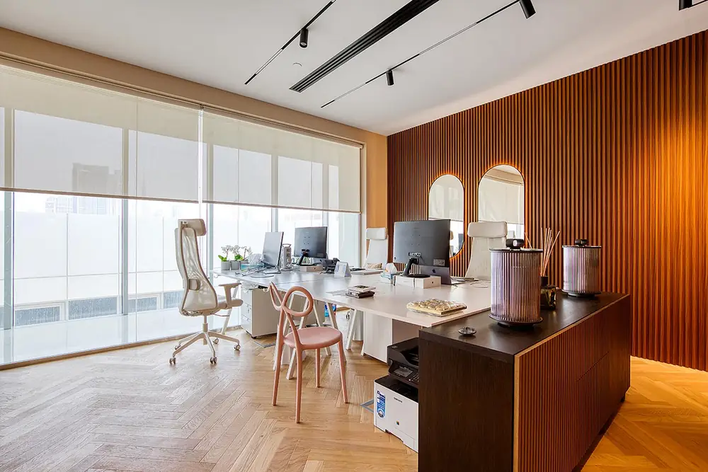 Office fitted with Blindtex roller blinds